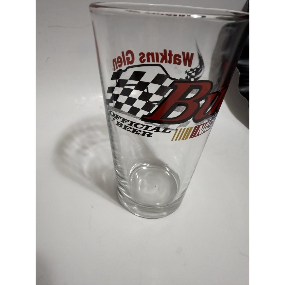 Bud Official Beer NASCAR Heavy Pint Libbey Glass Watkins Glen Speedway New York